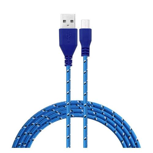 Cable Tressé pour ARCHOS 133 Oxygen 3m Universel Chargeur Connecteur Micro USB Tissé Nylon - BLEU