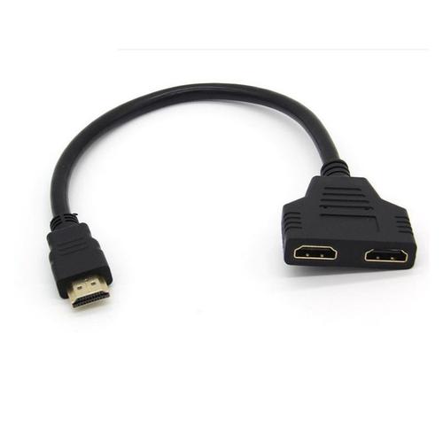 Adaptateur 2 ports Cable HDMI pour Television PANASONIC TV Console Gold 3D FULL HD 4K Ecran 1080p Rallonge (NOIR)