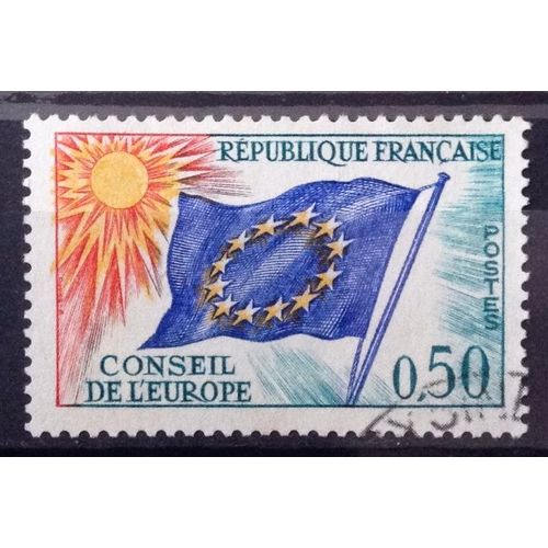 Conseil Europe Drapeau 0,50 Vert, Bleu, Rouge Et Jaune (Superbe Service N° 33) Obl - France Année 1963 - N25171