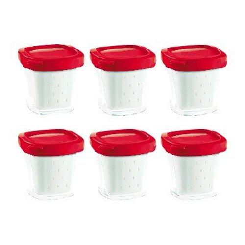 SEB XF100501 - Tasse de yaourt - pour yahourtière - rouge (pack de 6)