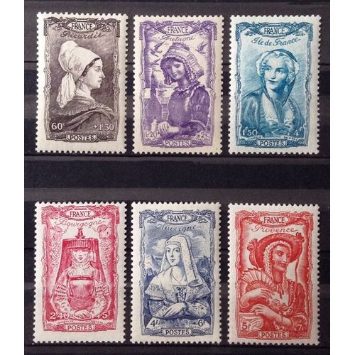Série Coiffes Régionales - N° 593 594 595 596 597 598 Neufs* - Cote 11,00 - France Année 1943 - N25427