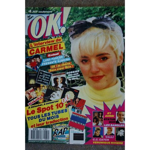 Ok ! Âge Tendre 581 Mars 1987 Interview Carmel Luna Parker + Fiches Le Spot 10 Status Quo
