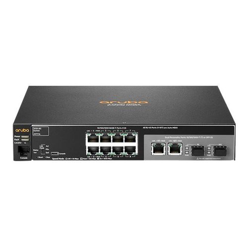 HPE Aruba 2530-8G - Commutateur - Géré - 8 x 10/100/1000 + 2 x SFP Gigabit combiné - de bureau, Montable sur rack, fixation murale