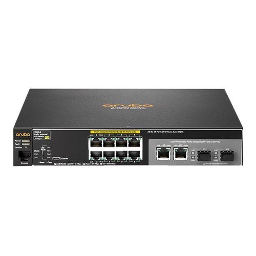 HPE Aruba 2530-8-PoE+ - Commutateur - Géré - 8 x 10/100 + 2 x Gigabit SFP + 2 x 10/100/1000 - de bureau, Montable sur rack, fixation murale - PoE+