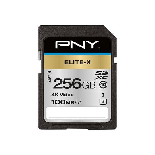 PNY Elite-X - Carte mémoire flash - 256 Go - UHS-I U3 / Class10 - SDXC UHS-I