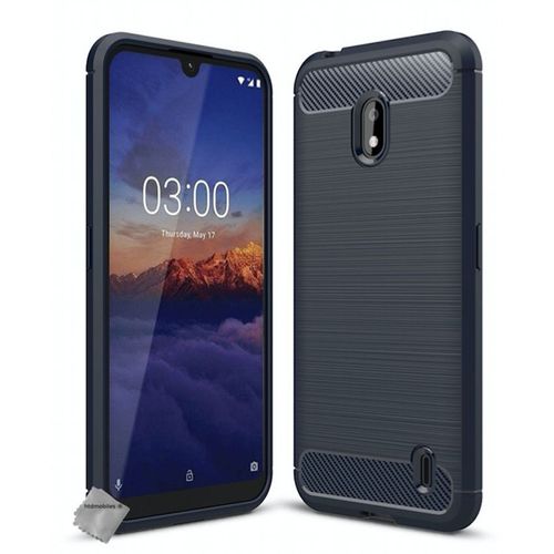 Housse Etui Coque Silicone Gel Carbone Pour Nokia 2.2 + Verre Trempe - Bleu Fonce