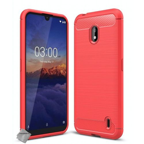 Housse Etui Coque Silicone Gel Carbone Pour Nokia 2.2 + Verre Trempe - Rouge