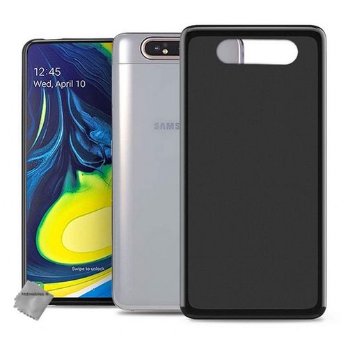 Housse Etui Coque Pochette Silicone Gel Fine Pour Samsung Galaxy A80 + Verre Trempe - Noir