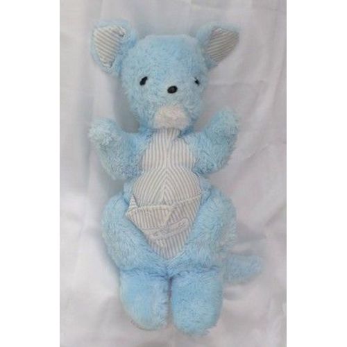 Doudou Peluche Kangourou Bleu Rayures Blanc Vintage Tartine Et Chocolat