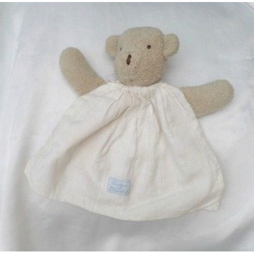 Doudou Peluche Ours Beige Plat Lange Blanc Tartine Et Chocolat