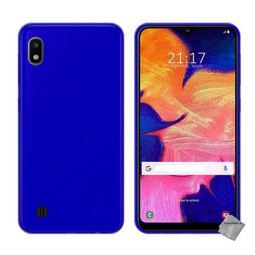 Housse Etui Coque Pochette Silicone Gel Fine Pour Samsung Galaxy A10 + Verre Trempe - Bleu