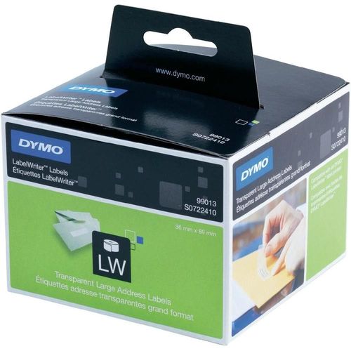DYMO LabelWriter - Plastique - adhésif permanent - transparent - 36 x 89 mm 260 étiquette(s) (1 rouleau(x) x 260 étiquettes adresses - pour DYMO LabelWriter 310, 315, 320, 330, 400, 450, 4XL...