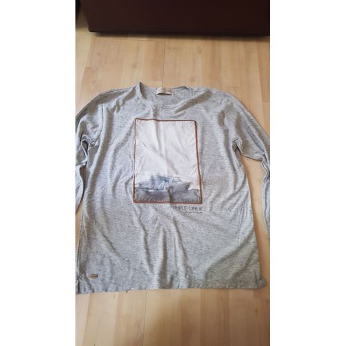 Tee Shirt Zara 13/14 Ans Gris Manches Longues