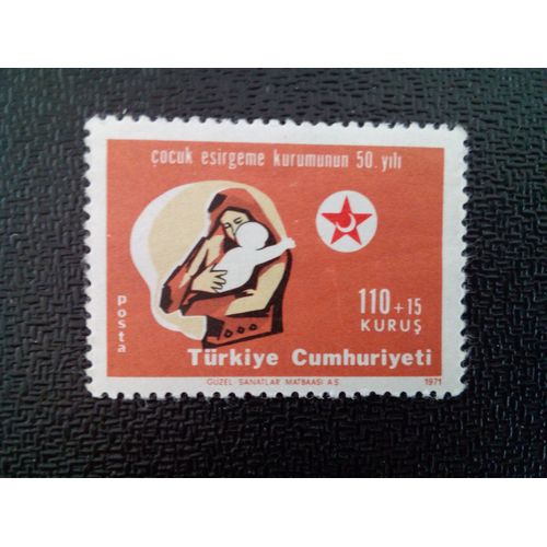 Timbre Turquie Yt 2000 Protection Des Enfants 1971 ( 3712 )