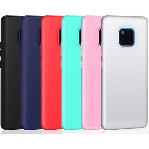 Pack De 6 Coque Huawei Mate 20 Pro, Ultra Mince Silicone En Gel Tpu Souple Housse Etui Coque De Protection Noir, Bleu Foncé, Rouge, Vert, Rose, Blanc