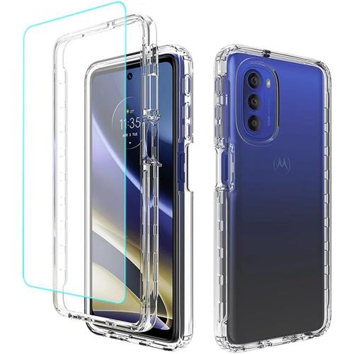 Coque Pour Moto G51, Motorola G51 5g Xt21711 Avec Protection D'écran En Verre Trempé, Coque De Protection Intégrale Transparente En Polycarbonate Rigide En Tpu Pour Motorola Moto G51 5g