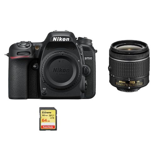 NIKON D7500 reflex 20.9 mpix KIT AF-P 18-55mm F3.5-5.6G VR + 64GB SD card