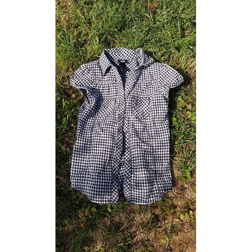 Chemise À Manches Courtes H&m À Carreaux Noir Et Blanc 9/10 Ans