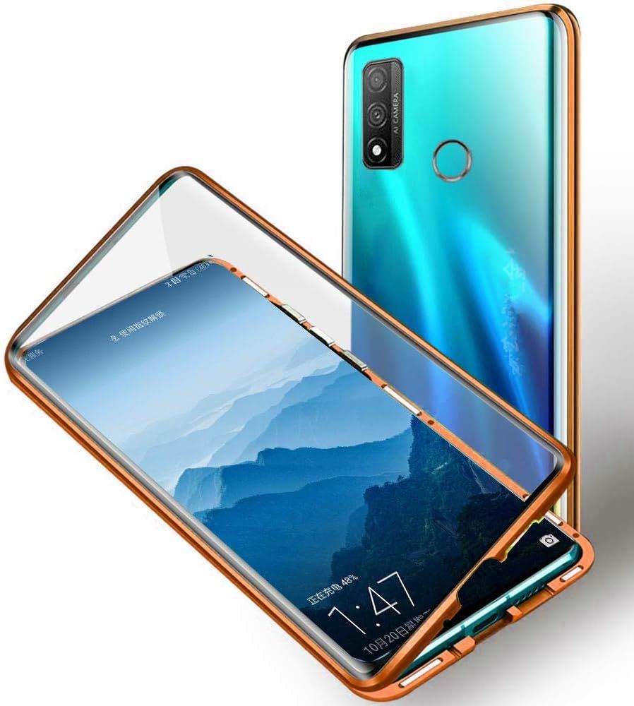 Coque Magnétique For Huawei P Smart 2020 6,21"", Protection Ecran Coque Transparent Double Côtés Verre Trempé Case Cover Pare Chocs En Métal Antichoc 360 Degrés Protection Etui Housse, Or