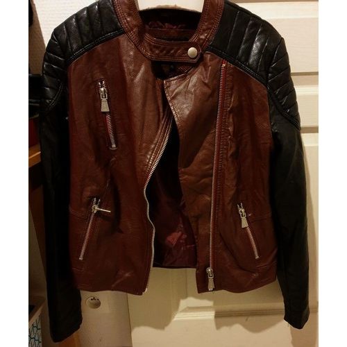 Blouson Bicolore Noir Et Bordeaus T42