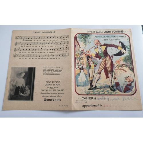 Ancien Protège Cahier Publicitaire" Offert Par La Quintonine"