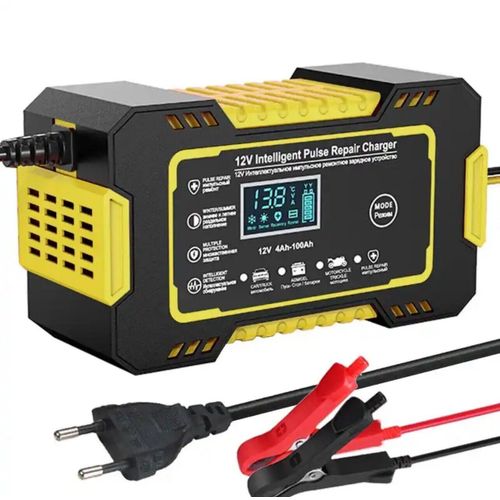 Chargeur De Batterie Intelligent 12v 6a Automatique Lcd Voiture Auto Moto Jaune