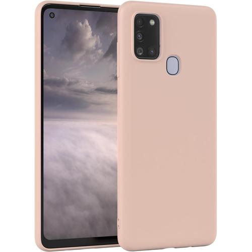 Coque De Protection Compatible Avec Samsung Galaxy A21s, Fine, Résistante Aux Rayures, Gel De Silicone Liquide Mat, Structure À 2 Couches, Bumper En Silicone, Coque Avec Protection D'appareil Photo, Coque De Téléphone Portable Fine - Vieux Rose