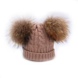 Mignon Bebe Bonnet A 2 Pompon Fourrure Enfant Fille Chapeau Beret A Laine Tricot Torsade Hiver 6mois 5ans Rose Rakuten