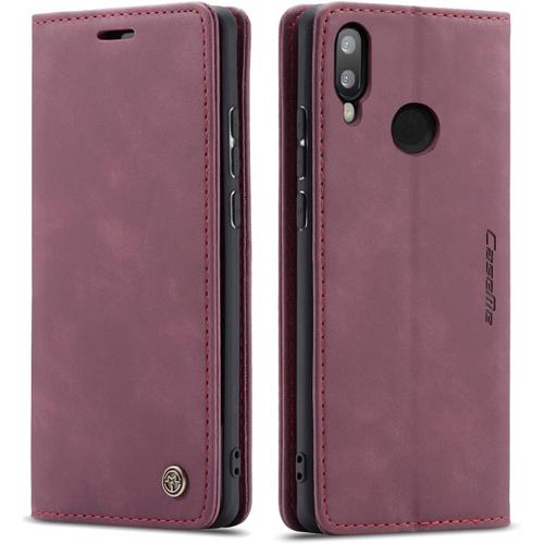 Coque De Protection Compatible Avec Huawei P Smart 2019 / Honor 10 Lite, Étui À Rabat En Cuir Premium Avec Fonction Support, Vin Rouge