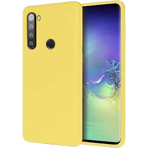 Coque Compatible Avec Xiaomi Redmi Note 8, Housse En Silicone, Avec Film De Protection D'écran, Antichoc, Anti-Traces De Doigts, Anti-Rayures, Jaune