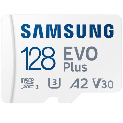 Samsung Evo Plus 128 Go Carte mémoire microSD jusqu'à 160Mb/s avec Adaptateur SD Blanc