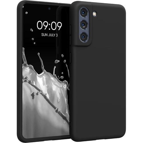 Coque Compatible Avec Samsung Galaxy S21 Fe Coque - Coque En Silicone Tpu Souple - Housse Adaptée Au Chargement Sans Fil - Noir Mat