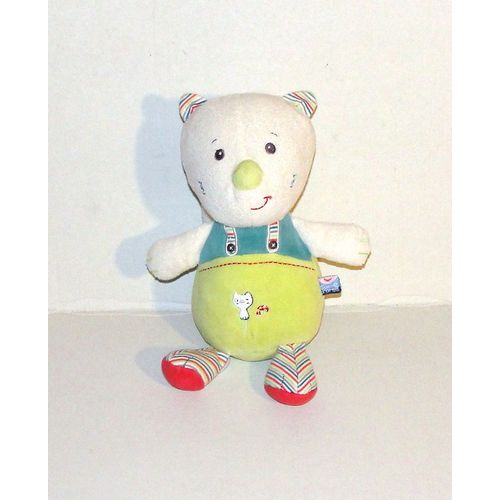 Doudou Chat Renard Vert Bleu Rayé Champignon Sucre D'orge