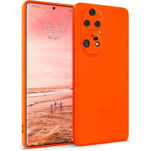 Coque En Silicone Compatible Avec Huawei P50 Pro ? Coque De Protection Robuste En Tpu Fine En Silicone ? Coque Arrière Résistante Aux Rayures ? Orange Mat