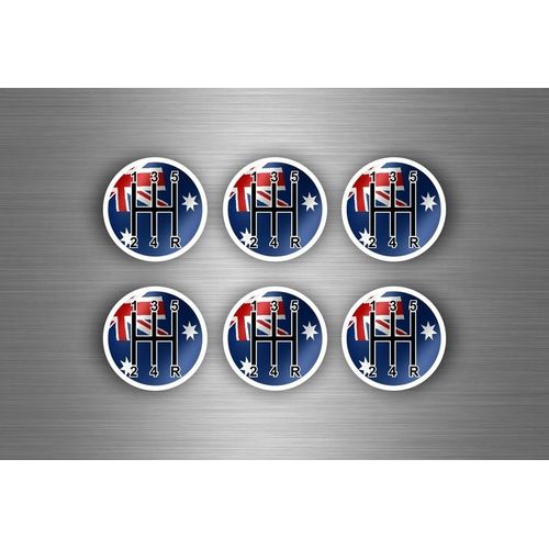 6x Autocollant Sticker Voiture Pommeau Vitesse Drapeau Australie Boitier Levier