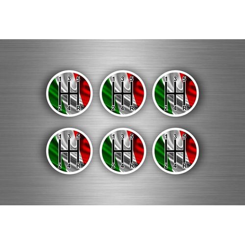 6x Autocollant Sticker Voiture Pommeau Vitesse Drapeau Italie Boitier Levier