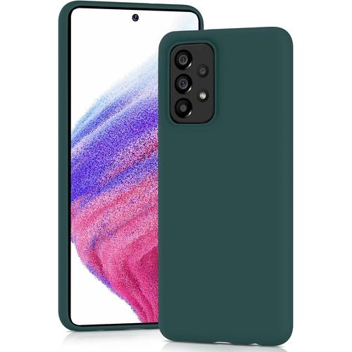 Coque En Silicone Compatible Avec Samsung Galaxy A53 5g, Coque De Protection Pour Samsung A53 5g, Coque En Silicone Ultra Mince Avec Doublure En Microfibre, Vert