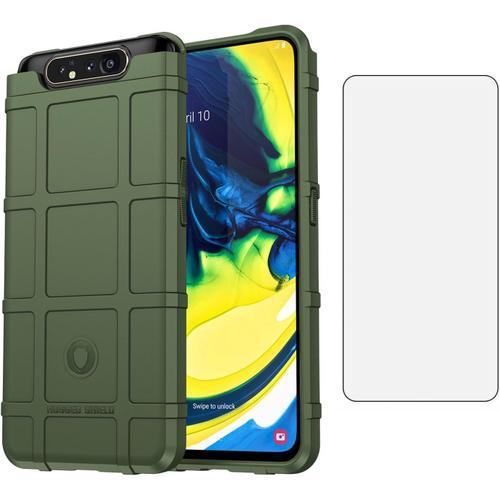 Coque De Téléphone Pour Samsung Galaxy A80 A90 4g Avec Protecteur D'écran En Verre Trempé Et Film De Téléphone Rigide Fin Et Résistant En Tpu, Accessoires De Protection Cellulaire Pour Hommes Et Femmes, Vert