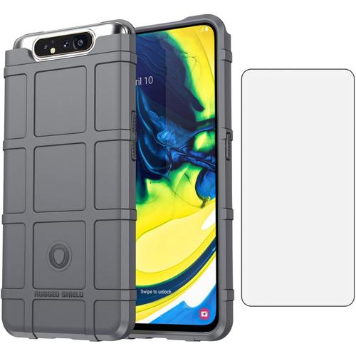 Coque De Téléphone Pour Samsung Galaxy A80 A90 4g Avec Protecteur D'écran En Verre Trempé Et Film De Téléphone Rigide Fin Et Résistant En Tpu, Accessoires De Protection Cellulaire Pour Hommes Et Femmes, Gris