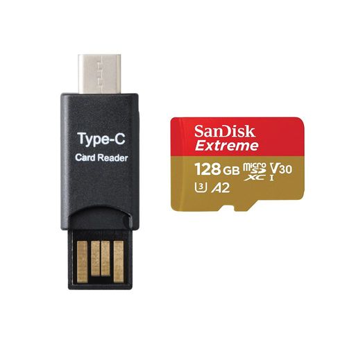 SanDisk Extreme carte mémoire Micro SDXC 128 Go A2 Classe 10 U3 V30 vitesse de lecture 190Mo/s ,écriture 90Mo/s lecteur MICRO SDXC TYPC C inclus