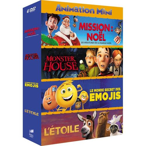 Coffret Animation 4 Films : Mission : Noël + Monster House + Le Monde Secret Des Emojis + L'étoile - Pack