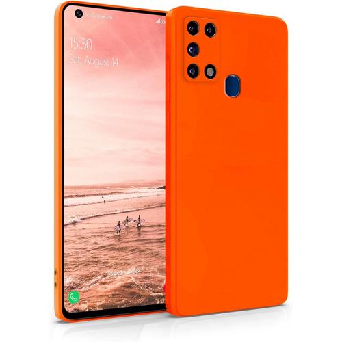 Coque En Silicone Compatible Avec Samsung Galaxy A21s ? Coque De Protection Robuste En Tpu Fine En Silicone ? Coque Arrière Résistante Aux Rayures ? Orange Mat