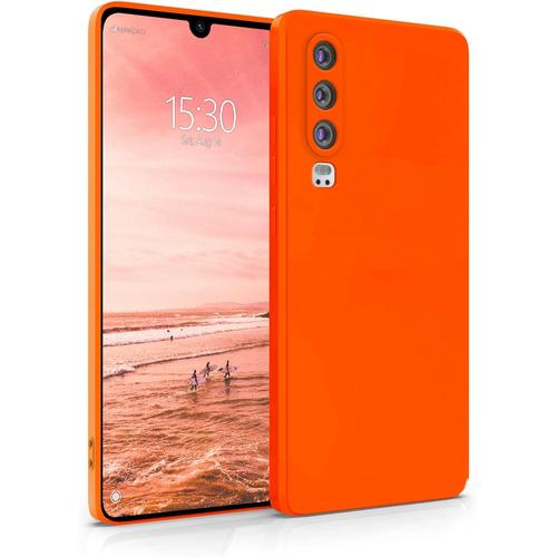 Coque En Silicone Compatible Avec Huawei P30 ? Coque De Protection Robuste En Tpu Fine En Silicone ? Coque Arrière Résistante Aux Rayures ? Orange Mat