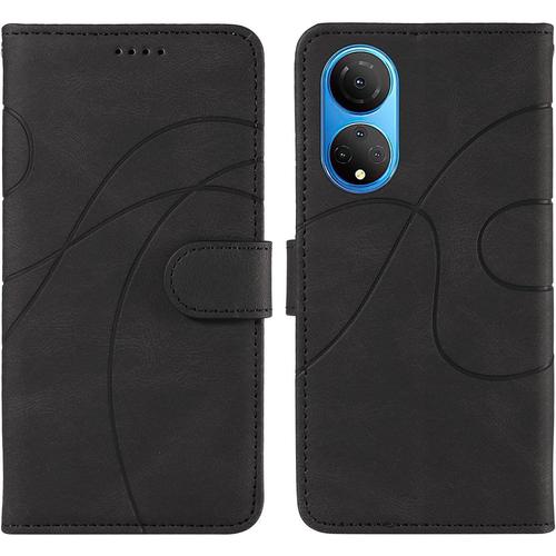 Coque Pour Huawei Honor X7, Pu Cuir Flip Portefeuille Antichoc Magnétique Housse De Protection Avec Fonction Support Et Fente Pour Carte Pour Huawei Honor X7 Noir