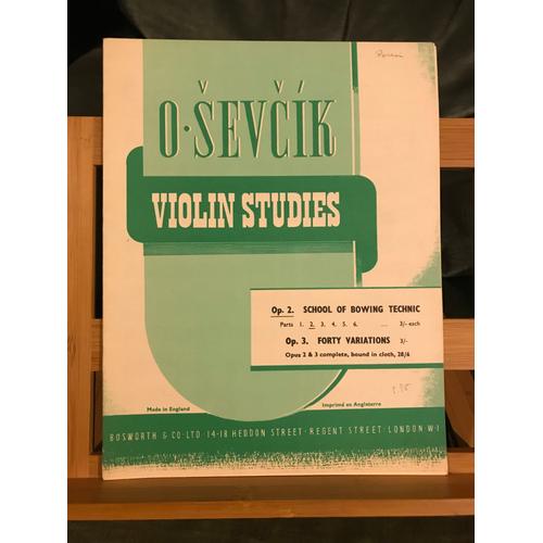 O. Sevcik Etudes Pour Violon Opus 2 Partie 2 Ancienne Impression Sans Annotations Éditions Bosworth