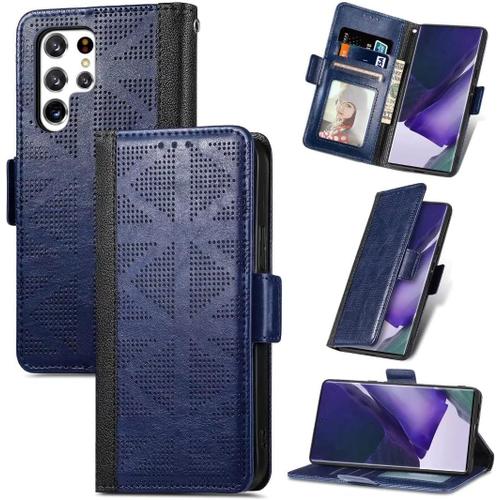 Coque Pour Huawei P Smart 60x Vintage Cuir Pu Flip Case Portefeuille Cuir Flip Case Magnétique Silicone Bumper Housse De Protection Pour Huawei P Smart 60x Bleu