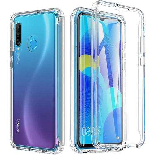 Coque Pour Huawei P30 Lite, Coque Pour Huawei P30 Lite, Coque Antichoc, Protection Complète À 360 Degrés, Coque De Protection En Silicone Liquide Avec Film De Protection D'écran Intégré, Housse Extérieure Robuste Transparent