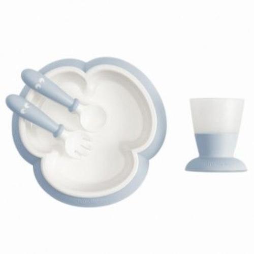 Coffret Repas : Assiette, Couverts Et Verre Bébé Bleu Pastel Babybjorn