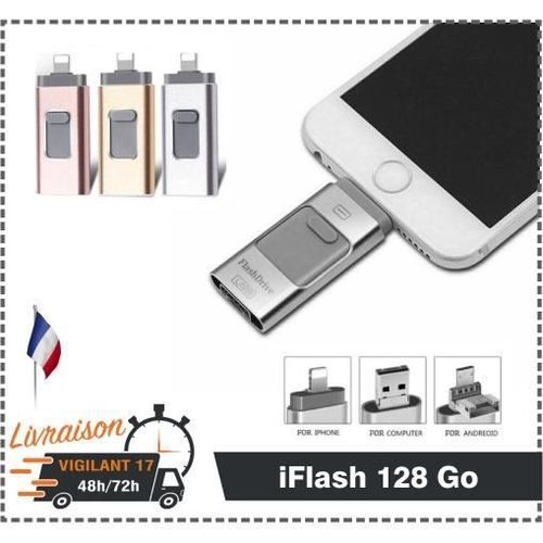 128GB Flash Drive CL USB I-flash U-disk Flash Mmoire Stick  l'Extension de Stockage 3 en 1 pr iPhone/iPad/Android/PC