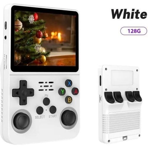 128go- Console De Jeu Portable R36s 3,5 Pouces Ips, Blanche
